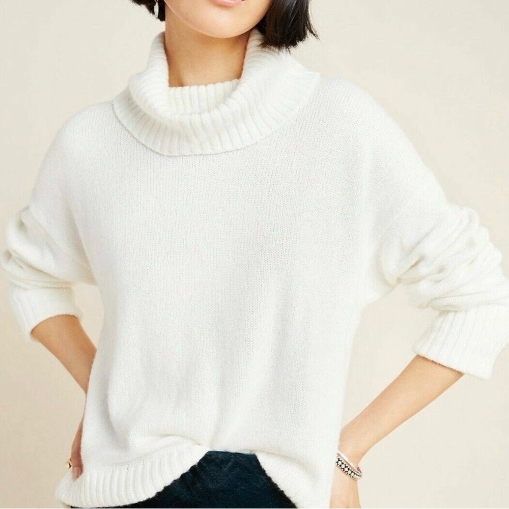 Anthropologie Cream Cowl Neck Sweater